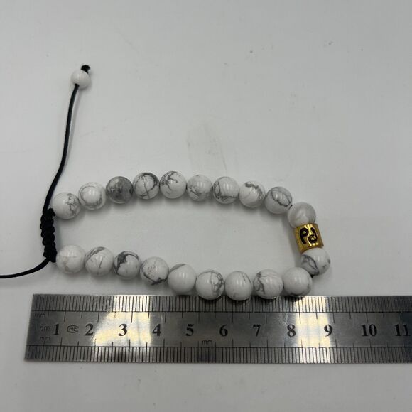 Macrame Bracelet Unisex Adjustable Heavy Marble Stone Beads Minimalist Peace - Picture 5 of 7